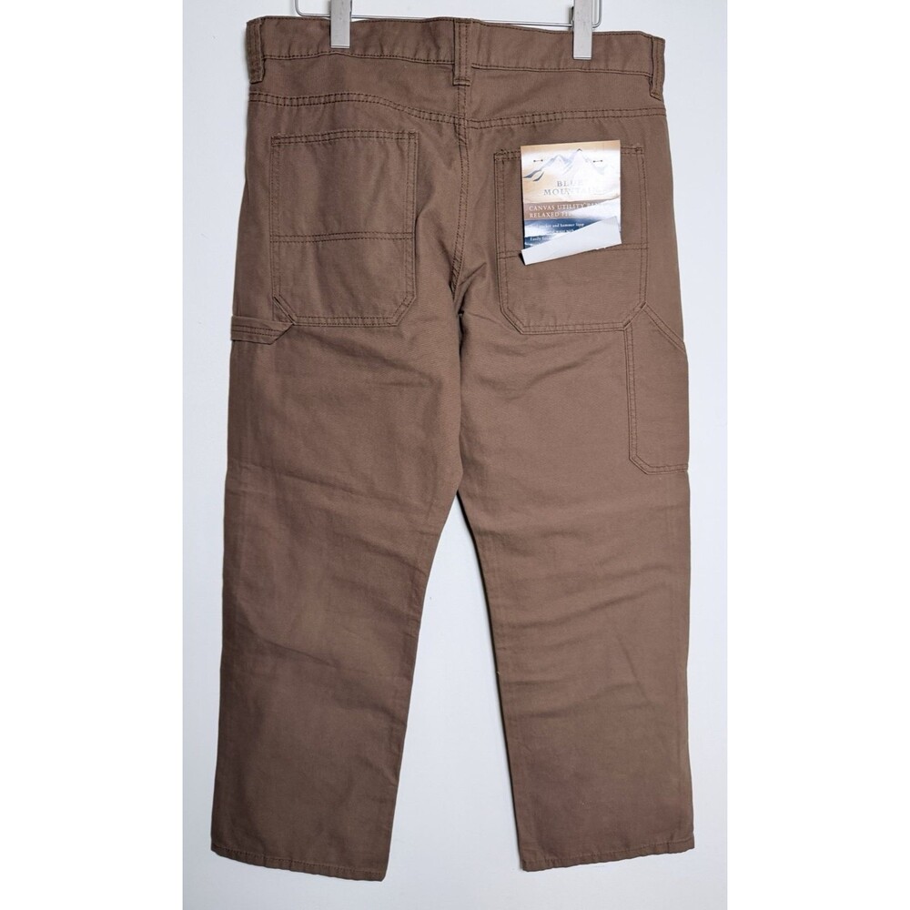Blue Mountain Canvas Utility Pants Men 34x30 Brown Bison Relaxed Fit Workwear